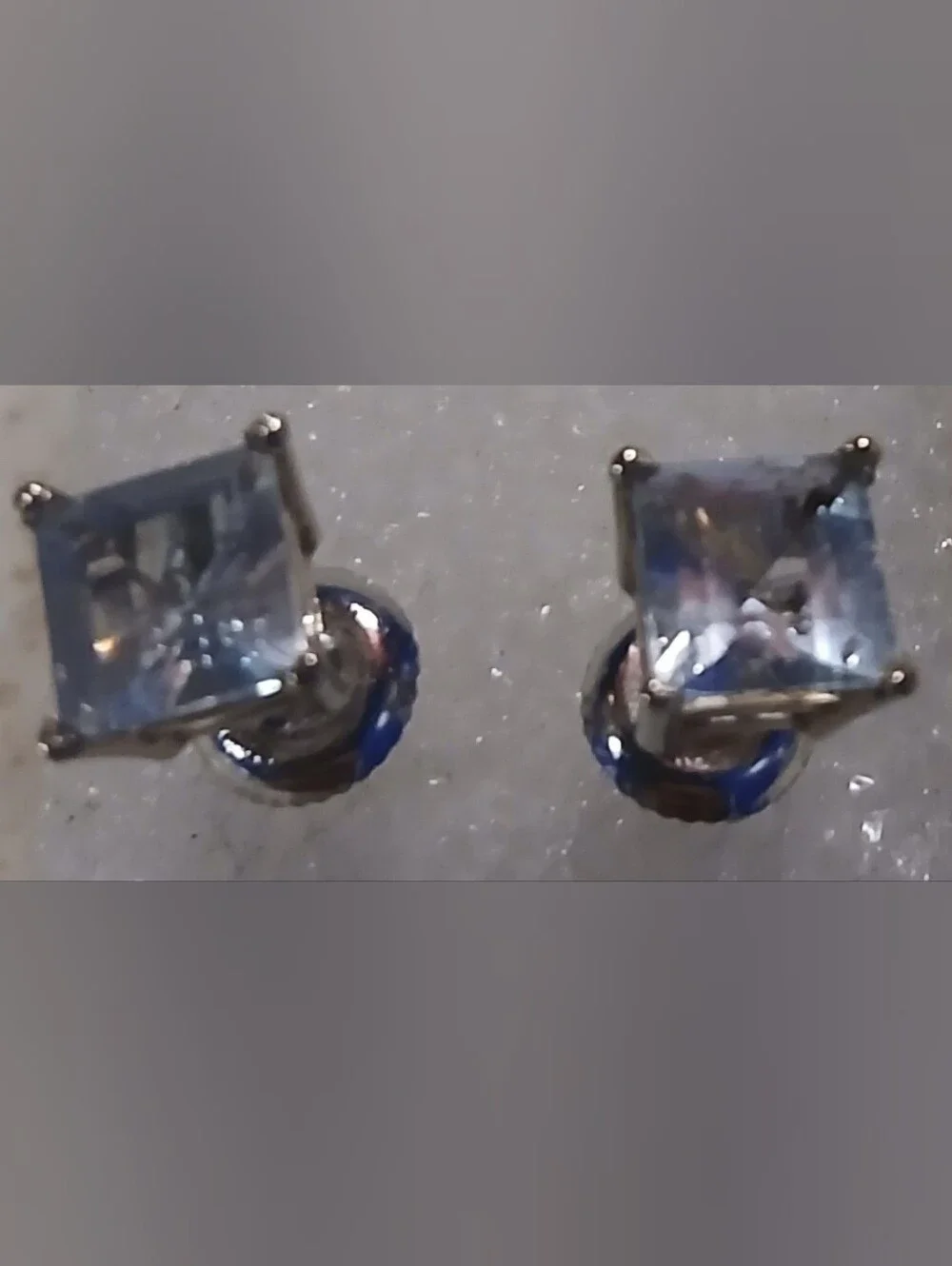 18k White Gold Princess Cut Aquamarine Earring's